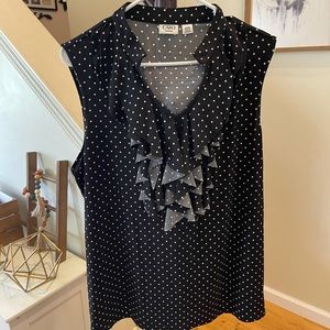 Black and White Polkadot Sleeveless Blouse